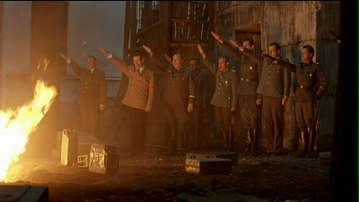 Nazis salute Hitler's flaming corpse
