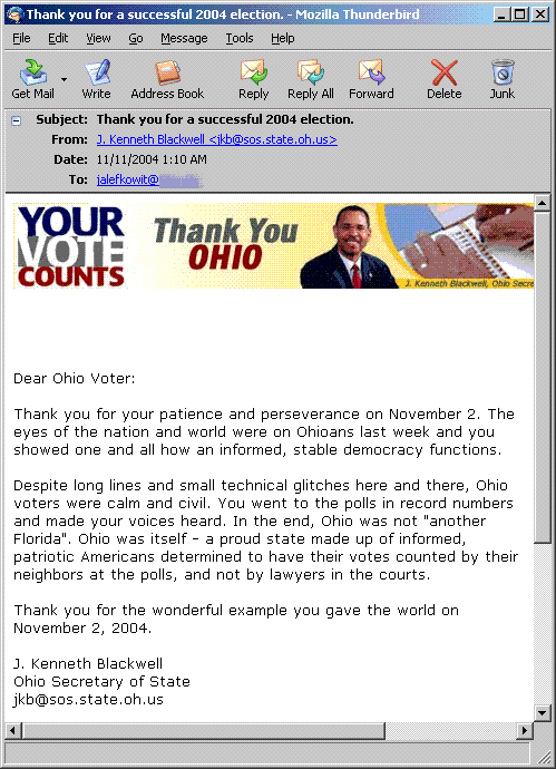 E-mail from OH Secretary of State